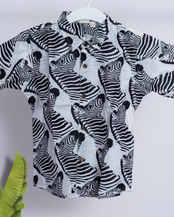 Cotton Zebra Print Twinning Shirts for Father & Son: Match in Style!