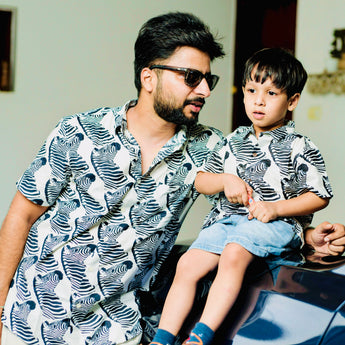 Cotton Zebra Print Twinning Shirts for Father & Son: Match in Style!