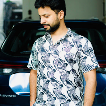 Cotton Men Shirt Zebra