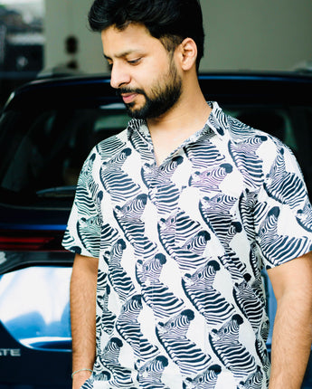 Cotton Men Shirt Zebra