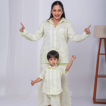 Paris Twinning Outfits for Mother and Son| Yellow| Linen and Laces