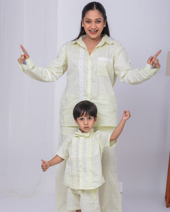 Paris Twinning Outfits for Mother and Son| Yellow| Linen and Laces