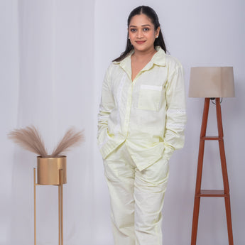 Paris Co-Ords Set for Women| Linen with Laces| Yellow