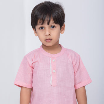 Stylish Twinning Outfits for Mother and Son| Rose Pink| Linen and Laces