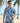 Cotton Men Shirt Flower Power Blue