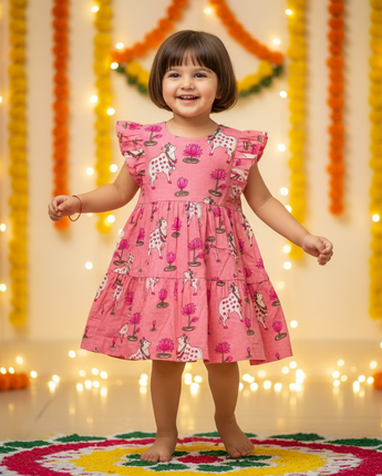 Pink Pichwai Sibling Twinning Outfits| Pure Cotton