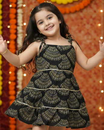 Black Bandhani Dress for Girl| Pure Cotton