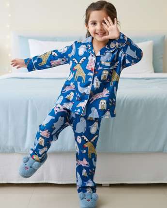 Blue Jungle | Kids Night suit Set |Pure Cotton