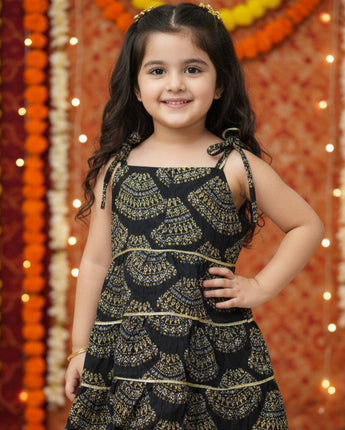 Black Bandhani Dress for Girl| Pure Cotton
