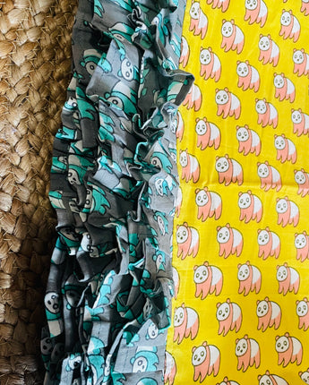 Breezy Cotton Dohar- Yellow Pandas