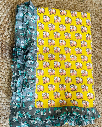 Breezy Cotton Dohar- Yellow Pandas