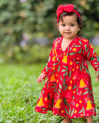 Amalfi dress for girls| Red Bird| Pure Cotton