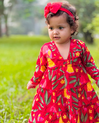 Amalfi dress for girls| Red Bird| Pure Cotton