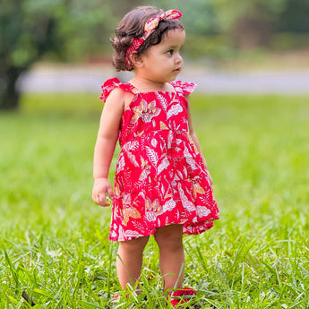 Red Floral Firework Party Twinning Dresses for Mother and Daughter| Pure Cotton