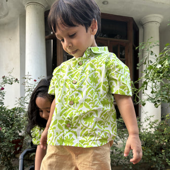 Tropical Shirt for Boys| Green Forest| Pure Cotton