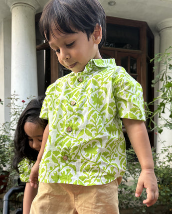 Tropical Shirt for Boys| Green Forest| Pure Cotton