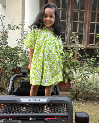 Tropical Dress for Girls| Green Forest| Pure Cotton