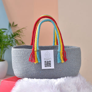 Boho Basket Rainbow- Grey