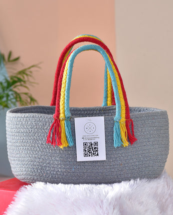 Boho Basket Rainbow- Grey