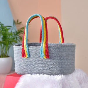 Boho Basket Rainbow- Grey