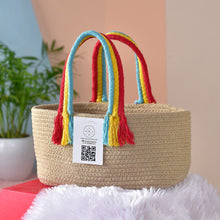 Load image into Gallery viewer, Set of 2  Boho Basket Rainbow- Brown &amp; Grey
