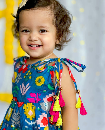 Matching Sibling Twinning Outfits| Blue Patola| Pure Cotton