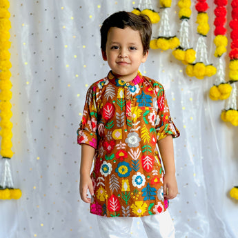 Twinning Traditional Kurta Pajama Set for Father and Son| Mustard Patola| Pure Cotton