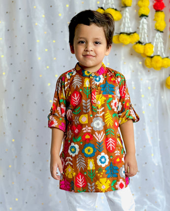 Twinning Traditional Kurta Pajama Set for Father and Son| Mustard Patola| Pure Cotton