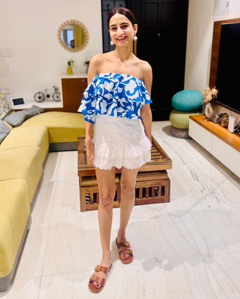 One Shoulder Top for Women| Power Blue | Pure Cotton