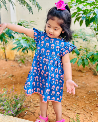 Cotton Girls Frock Blue Boota