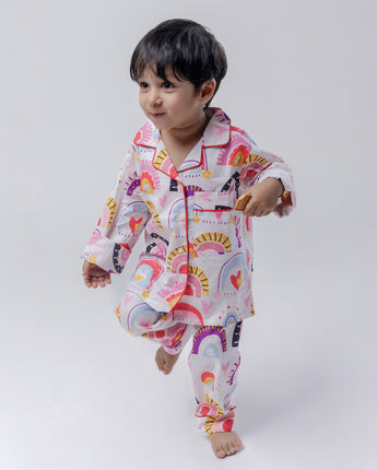 Over The Rainbow| Kids Nightsuit Set |Pure Cotton