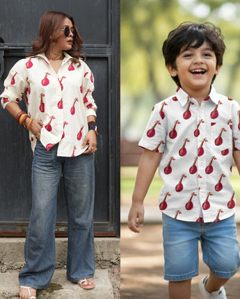 Sitar Shirt Twinning Outfits for Mother and Son | Pure cotton poplin