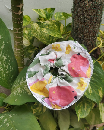 White Bird Scrunchies| Set of 1 |Handcrafted Pure Cotton