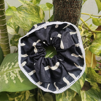 Black Waves Scrunchies| Set of 1 |Handcrafted Pure Cotton