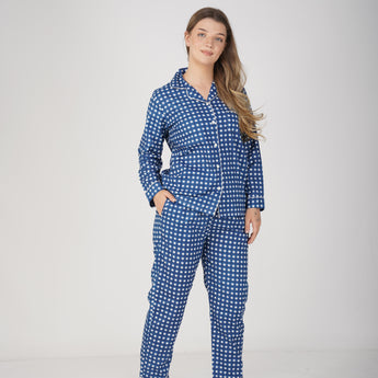 Blue Checkerboard Adults Pyjama Set