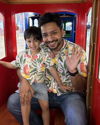 Vacay Vibes Twinning Outfit for Father and Son | White Bird| Pure Cotton