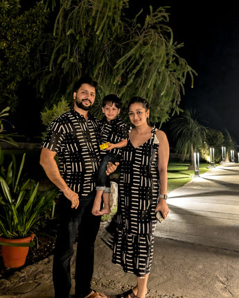 Black Party Waves |Family Twinning (Baby Boy): Match in Style! | Pure Cotton