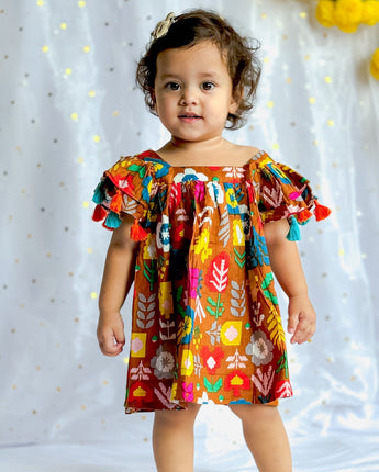 Cultural Twinning Attire for Father and Daughter| Mustard Patola| Pure Cotton