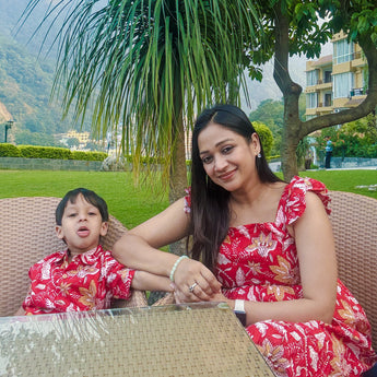 Matching Cool Party Twinning Outfit for Mother and Son| Floral Firework| Pure Cotton