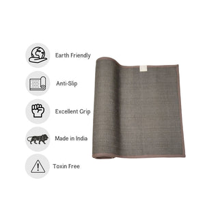 Masu Mudra - Premium Jute and Natural Rubber Yoga mat- Earthy grey colour