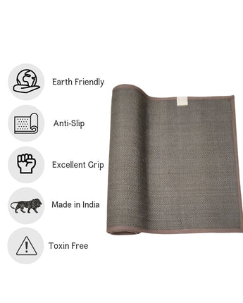 Masu Mudra - Premium Jute and Natural Rubber Yoga mat- Earthy grey colour