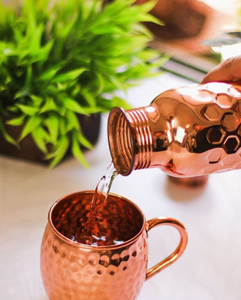 Copper Water Bottle- Diamond/ Honeycomb Finish