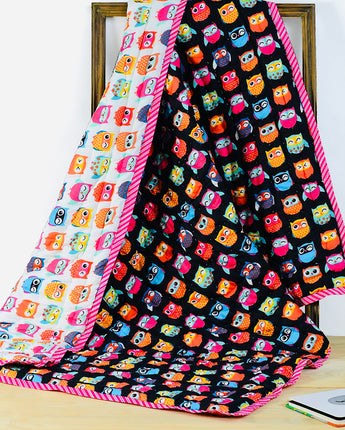 Reversible Character Quilt- Midnight Owl- Black & White