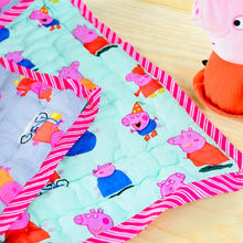 Load image into Gallery viewer, Reversible Character Quilt- Peppa Piggy- Grey &amp; Green
