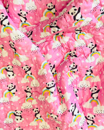 Reversible Character Quilt- Rainbow Panda- Pink & Grey
