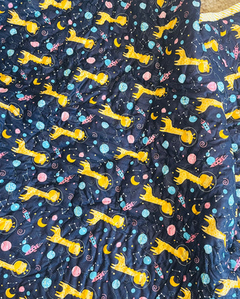 Reversible Character Quilt- Giraffe in Space- Blue & Green