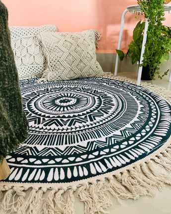 Boho Chakra Rug & Meditation Mat Green