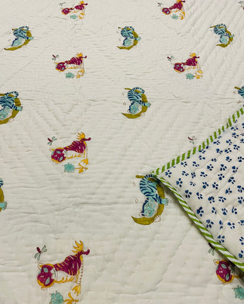 Block Print Reversible Quilt- Paw Paw