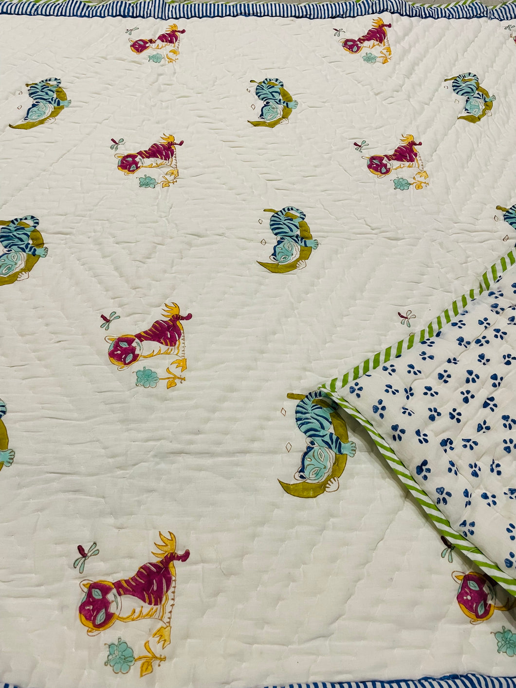 Block Print Reversible Quilt- Paw Paw