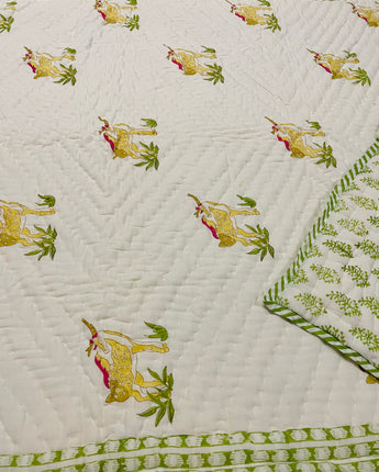 Block Print Reversible Quilt- Oh Deer